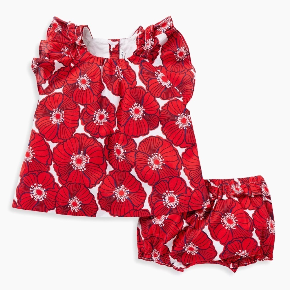 Janie and jack red floral set NWT size 12-18months..